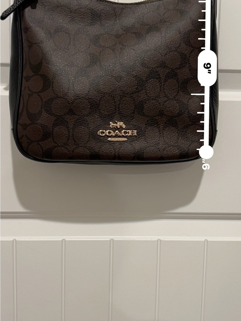 Coach Dark Brown Signature Crossbody Bag with Black Strap - Picture 12 of 13